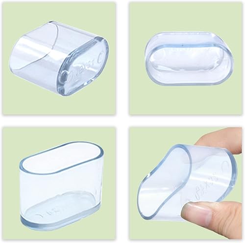 Miniatura 6 de Flyshop 8 tapas ovaladas transparentes para patas de silla, de PVC suave, protectores de suelo para patas de silla, fundas de mesa para muebles, 1 x