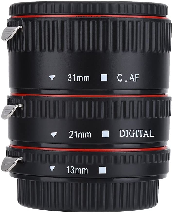 Auto Focusing Macro Extension Lens Accessory, Adapter Tube Rings Set for Camera EF Mount with 2 Lens Caps 3 Rings 7 Different Combinations for Photography Lovers