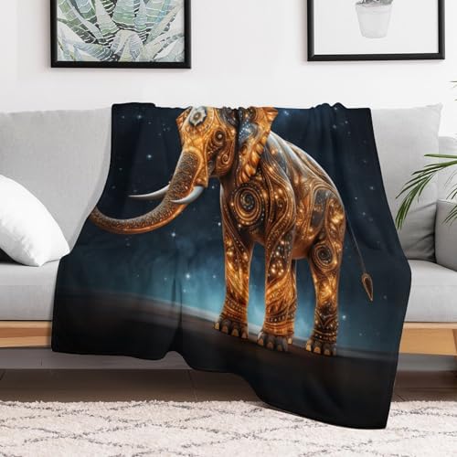 Couverture légère en polaire éléphant impression 3D linge de lit - 3
