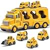 Bennol Construction Truck Toys for Toddler Boy 1 2 3 4 5 Year Old, Car Trucks Birthday Gifts Toys for Kids Ages 1-3 3-5, 5-in-1 Construction Trcuk with Excavator, Crane Mixer, Bulldozer