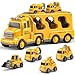 Bennol Construction Truck Toys for Toddler Boy 1 2 3 4 5 Year Old, Car Trucks Birthday Gifts Toys for Kids Ages 1-3 3-5, 5-in-1 Construction Trcuk with Excavator, Crane Mixer, Bulldozer