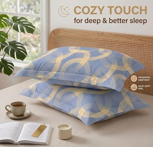 Image of VAS COLLECTIONS Cotton Pillow Cover Set of 2 (17x27 Inches) | Ultra Soft Breathable Pillow Cases for Bed | Skin Friendly, Fade Resistant & Comfortable Pillow Covers for Bedroom Decor (Beige)