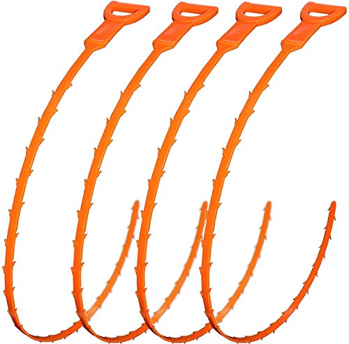 FATHER.SON 4 Pack 25 Inch Hair Drain Clog Remover Drain And Snake Cleaning Tool