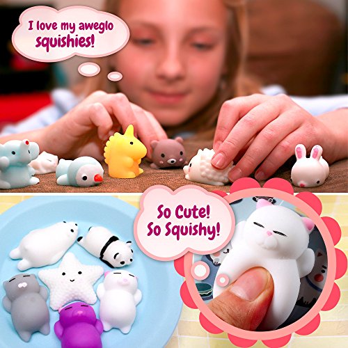 20 Pcs Aweglo Squishies Animal Squishy Toys For Kids (Assorted Pack) – Mini Squishies / Squeeze Toys / Moochies – Party Favors, Stocking Stuffers, Easter Surprises, Class Room Prizes, Stress-Relief #TOP4