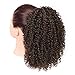 Produktbild Afro Kinky Perücke lockige Clip Pferdeschwanz Gelockt Welle Haar Perücken mit Kordelzug Haarverlängerunge für African verworrene (Braune) 25cm 120g 009a