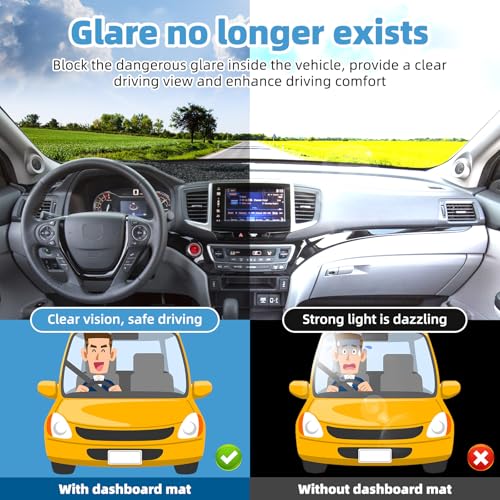 Image of Dash Cover Mat for Honda Pilot 2016-2022 & Ridgeline 2017-2025 & Passport 2019-2025 Non-Slip Dashboard Cover Mat Sunshade UV Rays Protector Interior Accessories