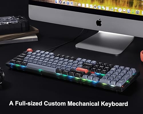 Image of Keychron V6 100% Layout Custom Wired Mechanical Keyboard, 108 Keys RGB Backlight QMK /VIA Programmable Macro, Hot Swappable K Pro Red Switch PBT Keycaps for Mac Windows (Frosted Black)