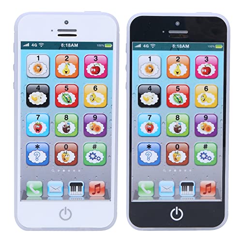 Téléphone Jouet pour Enfants, Téléphone Portable à écran Tactile pour Enfants, Téléphone Portable éducatif, Musique, Jouet d'apprentissage de L'anglais pour Tout-Petits Garçons et(Blanche)