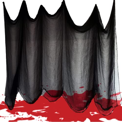 80×400 Inch Super Size Halloween Creepy Spooky Gauze Cloth Black Cheesecloth Scary Halloween Decorations For Haunted House Home Wall Patio Garden #TOP4
