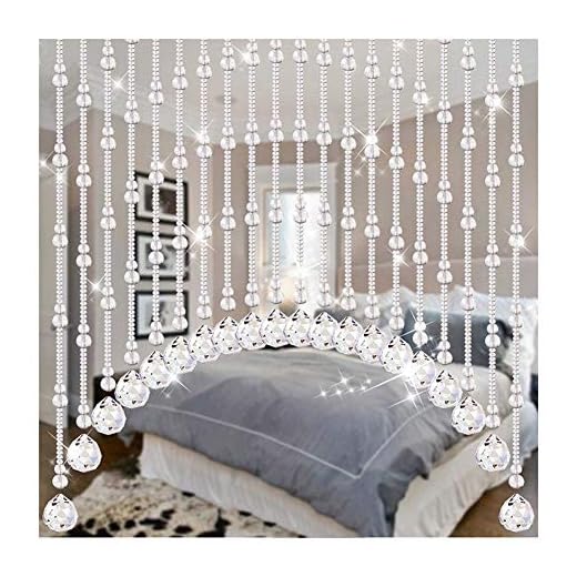 JIAJUAN Crystal Beaded Curtain, Arched Door String Curtains Porch Living Room Bedroom Screen Divider Hanging Beads Curtain, 2 Colors, 4 Sizes (Color : Clear, Size : 70 Strands-Width 105 inches)