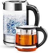 OVENTE Glass Electric Kettle Hot Water Boiler 1.7 Liter ProntoFill Tech w/ Stainless Steel Filter...