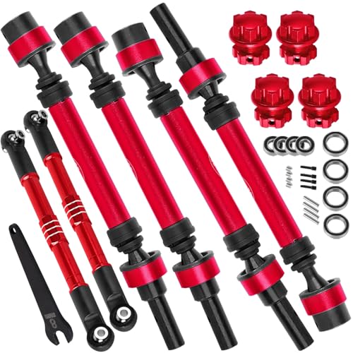 BRCatWPark Steel Drive Shaft Axles Links Upgrades Part for 1/10 WideMaxx,#89086-4,RC Steel #45 Driveshafts CVD w/Turnbuckles Camber Links,Red