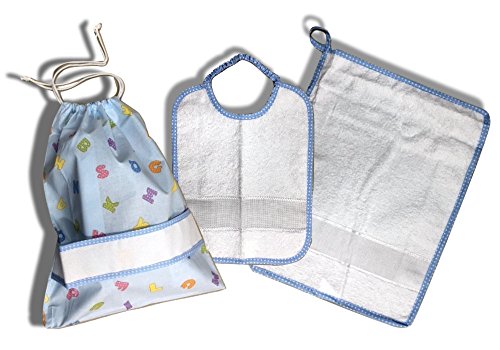 SET ASILO DA RICAMARE - Letterine Azzurro bimbo