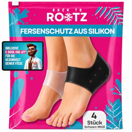 ROOTZ | 4 Fersenpolster aus Silikon Fersenschutz als Blasenpflaster-Alternative gegen Schmerzen in neuen Stiefeln High Heels & Arbeitsschuhen