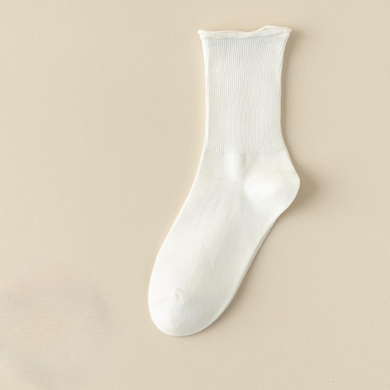 Skarpetki Dla Kobiet Jesienią I Zimą Nowe Skarpetki Poporodowe Z Luźnymi Ustami Długie Bawełniane Skarpetki Damskie Z Podwójną Igłą Z Podwiniętą, Black + White + Cream + Beige + Khaki, One Size