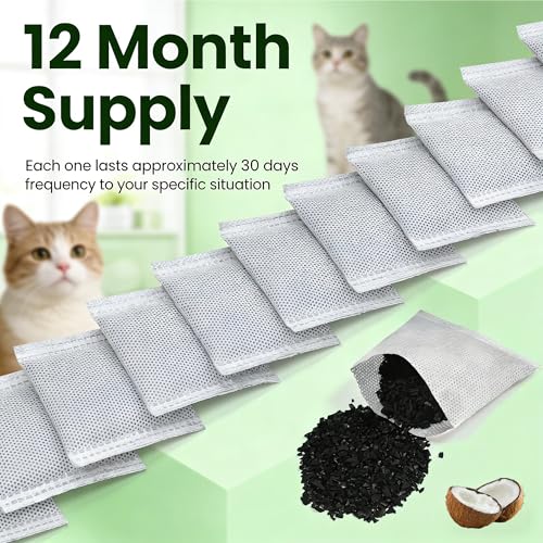 Image of NewKe 12Pcs Activated Carbon Odor Remover Refills for Hooded Cat Litter Box | Activated Charcoal Filters Replacement, Odor Eliminator for Automatic Litter Box, Filters for Pet Odor, Keep Home Fresh