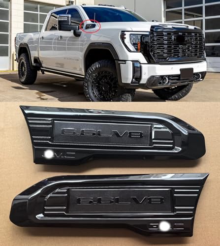 Image of 2pack OEM 2020-2023 6.6L V8 Vent Emblem Right Left 3D Nameplate Badge Replacement for Sierra 2500HD 3500HD 84586295 84586296 (Gloss Black)