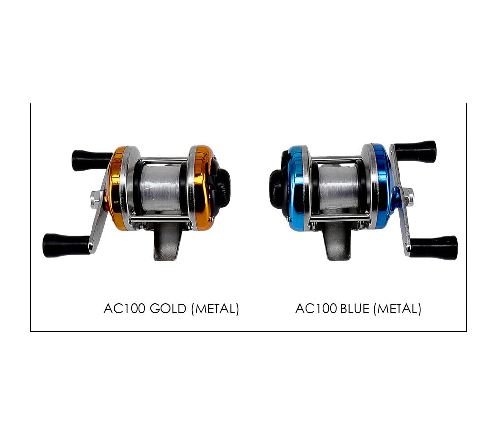 KTGCOZS AC100 Ultra-Light MIni Fishing Round Baitcasting Reel Right Hand Saltwater Conventional Reel Catfish (Blue) : Sports & Outdoors