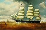  Migneco & Smith l\'Affiche ILLUSTRE\'E Tela Canvas Serie Velieri The Ship Duncarin Serigrafia su 100% Cotone di Spessore gr.500 cm. 141 x 87 con Estensione Tela, cod.559, spedita piegata Senza Telaio