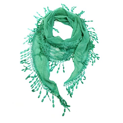 PASKMLNA® Women's Lightweight Fancy Triangle Lace Scarf with Floral