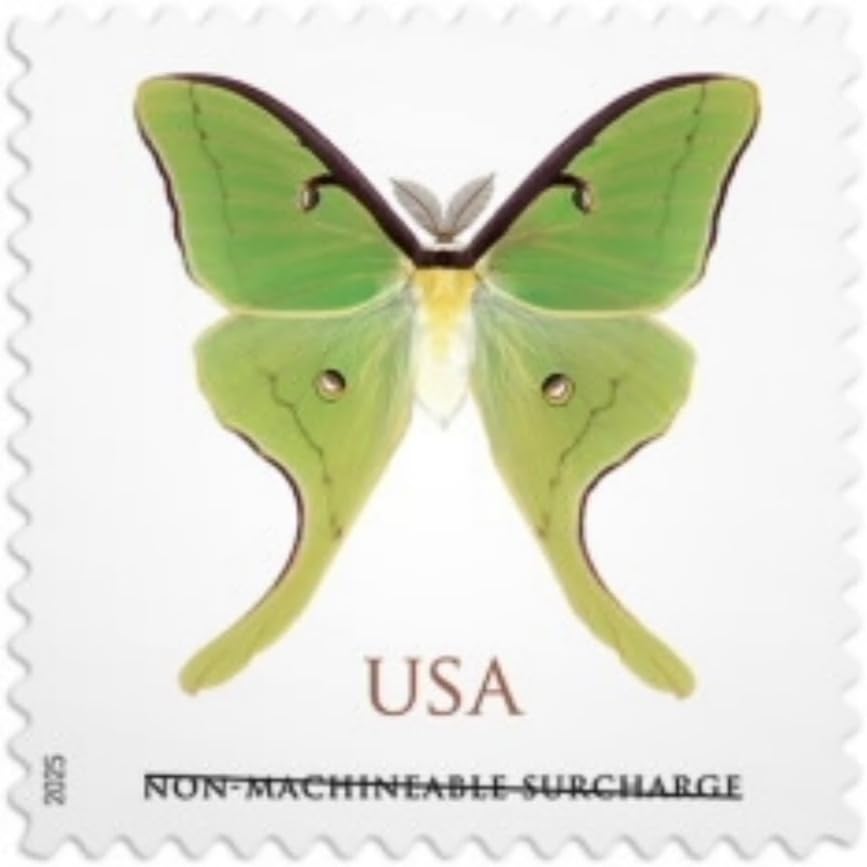 United States Postal Service Luna Moth 2025 (Sheet of 20) Non-Machineable Surcharge Rate for Square Envelopes First-Class Mail Forever Postage Stamps