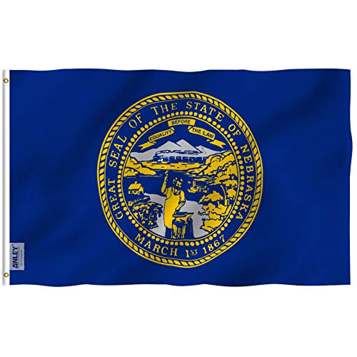 ANLEY Fly Breeze 3x5 Foot Nebraska State Flag - Vivid Color and Fade proof - Canvas Header and Double Stitched - Nebraska NE Flags Polyester with Brass Grommets 3 X 5 Ft