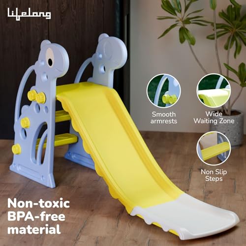 Image of Lifelong Cuppy Slide for Kids (2-4 Years) | Compact Indoor & Outdoor Baby | Durable Plastic & Rounded Edges Slide with Anti-Slip Steps | Stable Design & Easy Assembly Smooth Slider for Toddlers