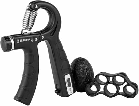 Grip Strength Trainer Kit 3 Pack, Counting Hand Gripper Adjustable Resistance from 11-132 LB 5-60 kg, Finger Stretcher & Stress Relief Grip Ball for Athletes Muscle Building and Injury Recovery