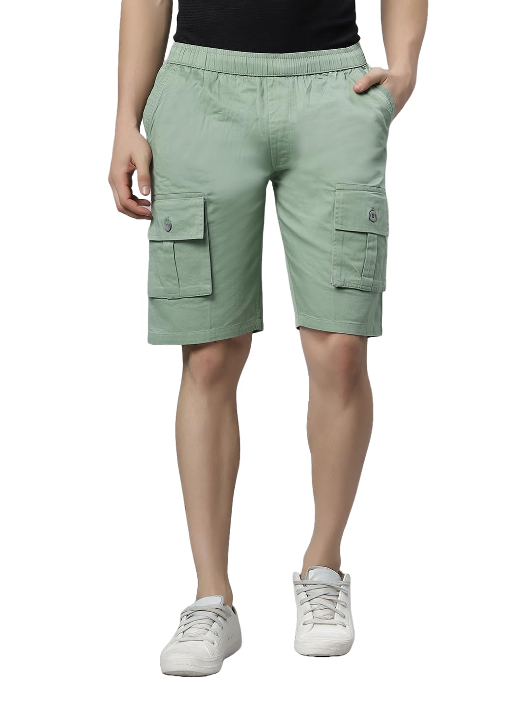 ho bindaass Mens Pure Cotton Cargo Shorts with Elastic Waist-picture-35