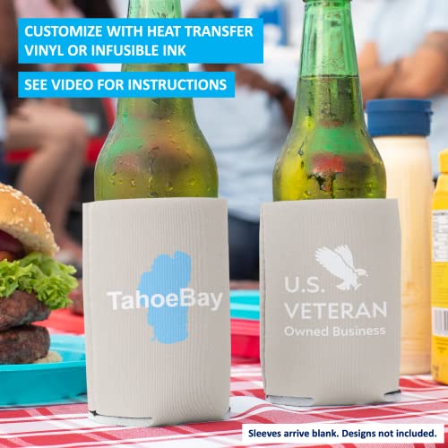 TahoeBay Bulk Blank Can Cooler Sleeves (100-Pack) Sublimation Blanks for Vinyl Plain Collapsible Foam Can Sleeves Coolers Beer Soda Cans and Bottles Custom Drink Assorted Solid Color (Light Champagne)
