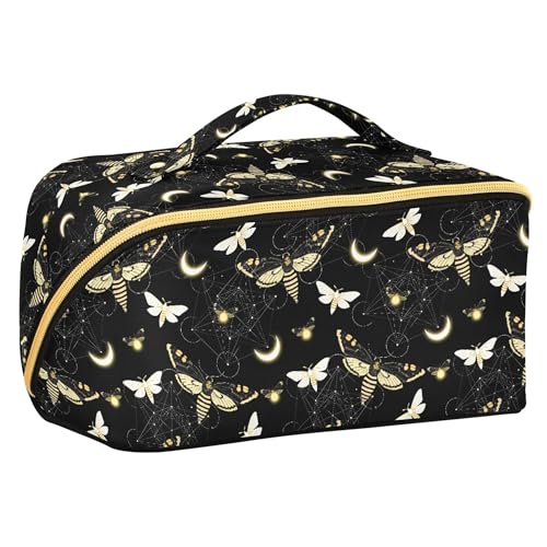 Mnsruu Makeup Organizer Bag, Death Moth Butterfly Travel Makeup Bags Makeup Vanity Case Large Capacity Rhombus Cosmetic Toiletry Bag for Girl Women Ladies