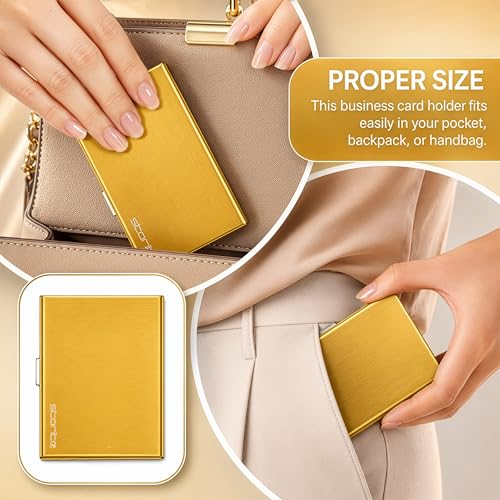 Image of Storite 6 Slots RFID Protected Metal Credit Card Holder Wallet for Men & Women - Golden - 9.6 x 6.6 x 1.3 cm