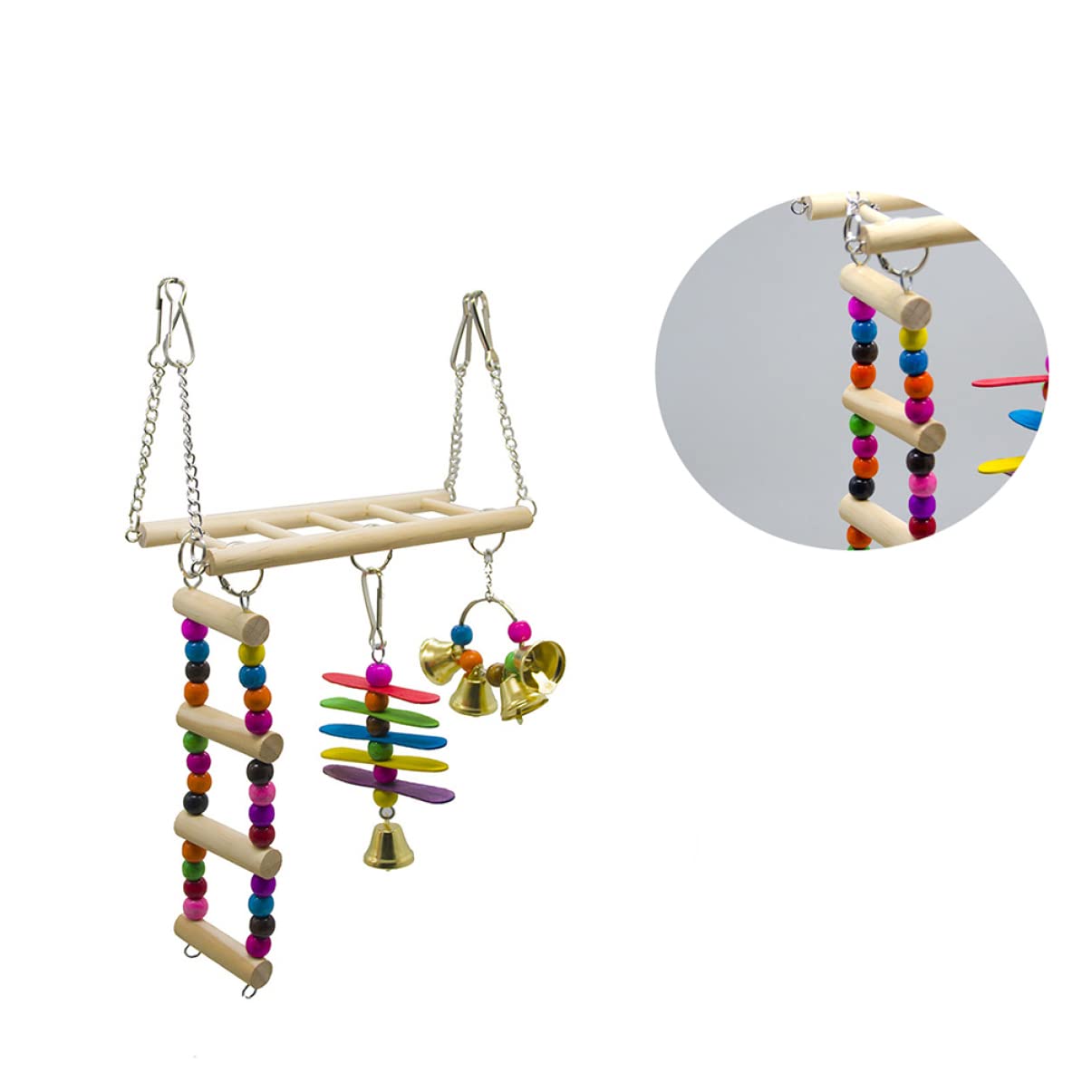 Mipcase 3stücke Vogelspielzeug Set Für Papageien Teiliges Kletter Und Schwing-Set Naturholz Hängematte Und Leiter Für Wellensittiche Und Nymphensittiche Fördert Aktivität Und