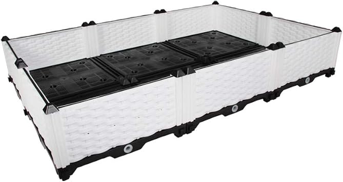 BAOYOUNI Raised Garden Bed Kit DIY Plastic Planter Box for Growing Fresh Vegetables, Herbs, Flowers & Succulents in Balcony, Rooftop, Patio or Yard, White, 46.06 x 30.7 x 8.66