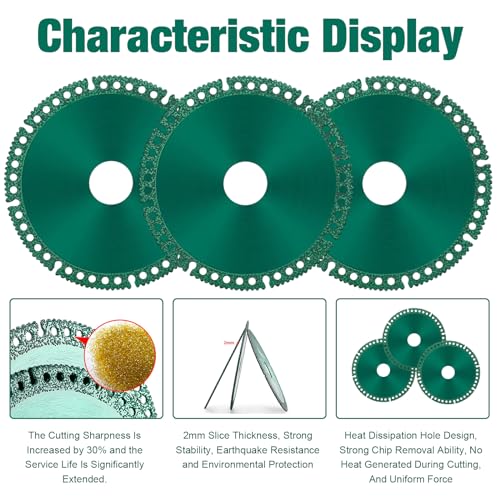 5Packs Indestructible Disc, 4 Inch Indestructible Disc for Grinder, Composite Multifunctional Cutting Saw Blade, Applicable to PVC Pipes, Stone, Ceramics, Wood, Color Steel Tiles