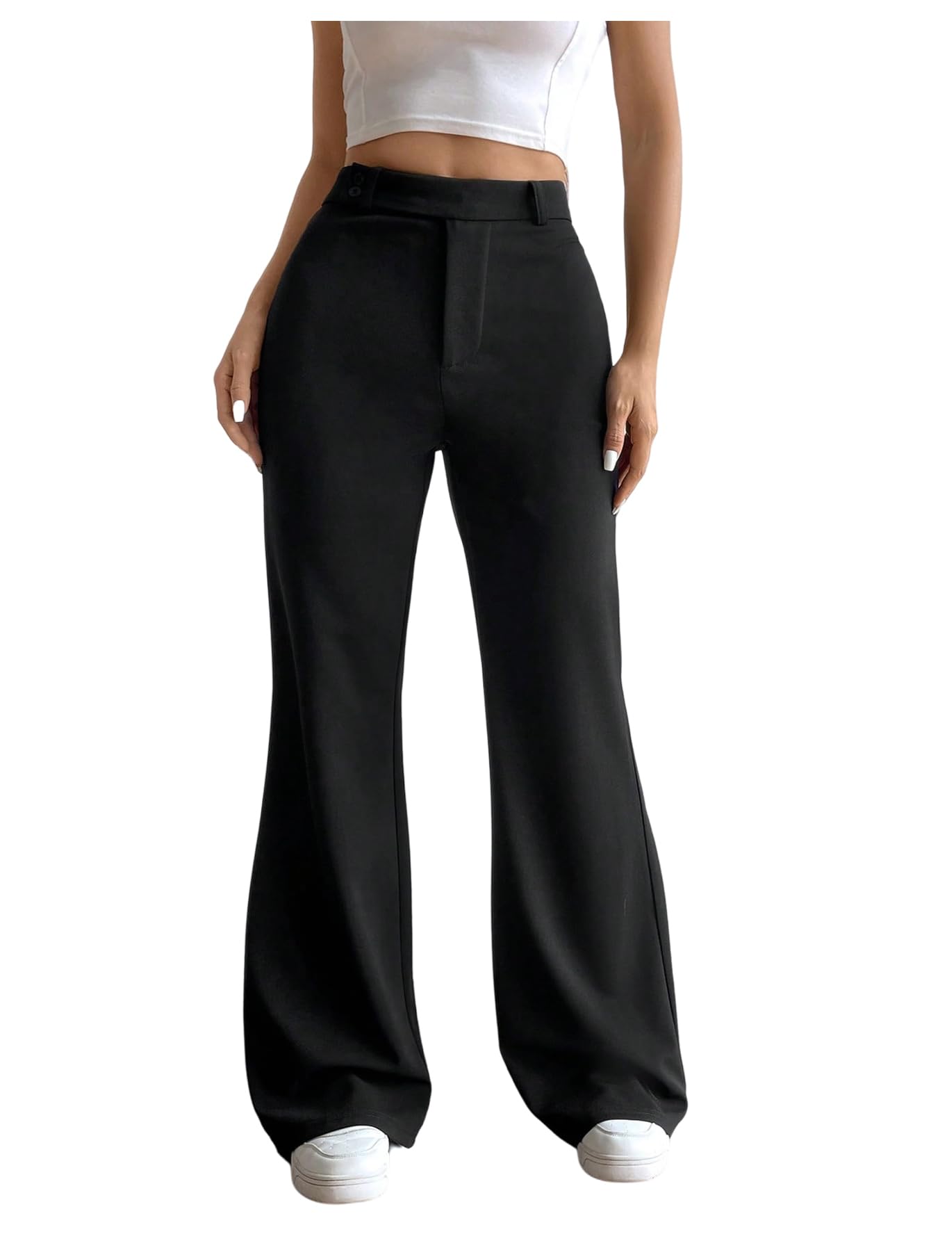 MakeMeChic Womens Wide Leg Pants High Waist Bell Bottom Business Casual Work Trousers