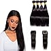 Produktbild Brazilian straight Human Hair 4 Bundles with Closure (14 16 18 20+12 closure)