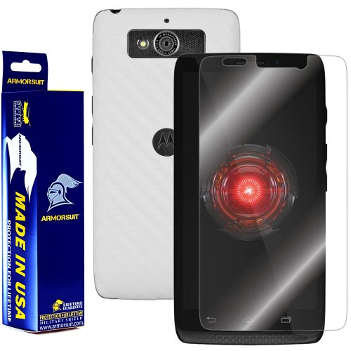 Armorsuit MilitaryShield White Carbon Fiber Skin Wrap Film + HD Clear Screen Protector for Motorola Droid Mini - Anti-Bubble Film