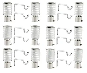 CRAQLIN Stainless Steel Curtain Bracket Finials Heavy Support Door Window Fittings Hardware (White) (Pair of 6)