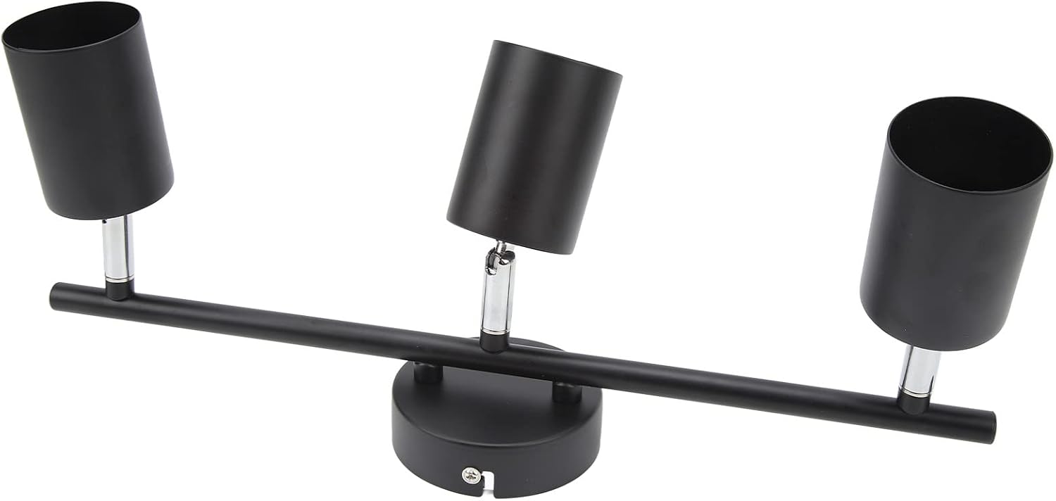 LED Track Light Kit Matte Black 90 Degrees Rotatable 3 Light Track Lighting Kit GU10 Bulb for Bedroom Kitchen