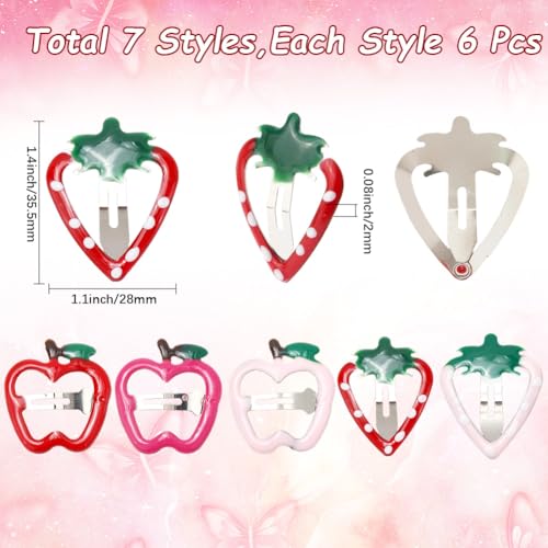 Set de 42 pinzas para cabello frutos 7 estilos miniatura 2