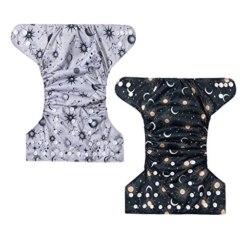 Baby Cloth Diapers One Size Adjustable Washable Reusable For Baby Girls And Boys 2 Pack With 2 Inserts #TOP5