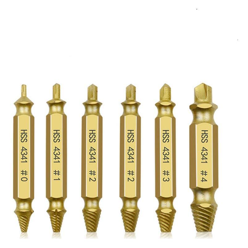 Inovey 6Pcs Screw Extractor Drill Bit Extraction Kit Damaged Speed Out Bolt Extractor Bolt Stripping Attachment Tool - Silver - 51mm