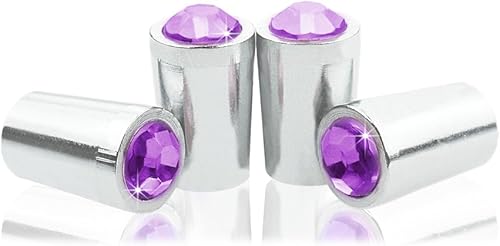 Bling Purple Diamond Crystal Rhinestone Metal Chrome Llanta Llanta Válvula VC-PUF