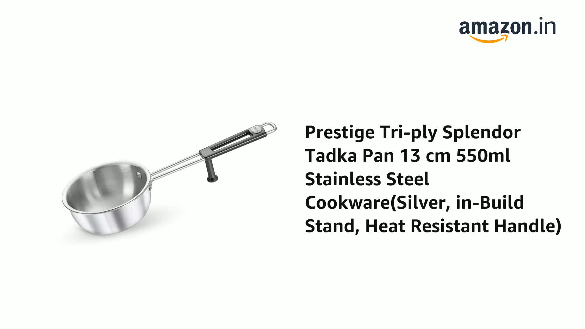 Prestige 13cm/550ml Tri-Ply Stainless Steel Splendor Tadka Pan|Gas