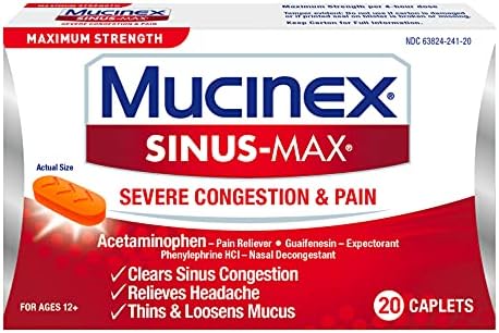 Mucinex Sinus-Max Severe Congestion Relief Caplets, 20 Count
