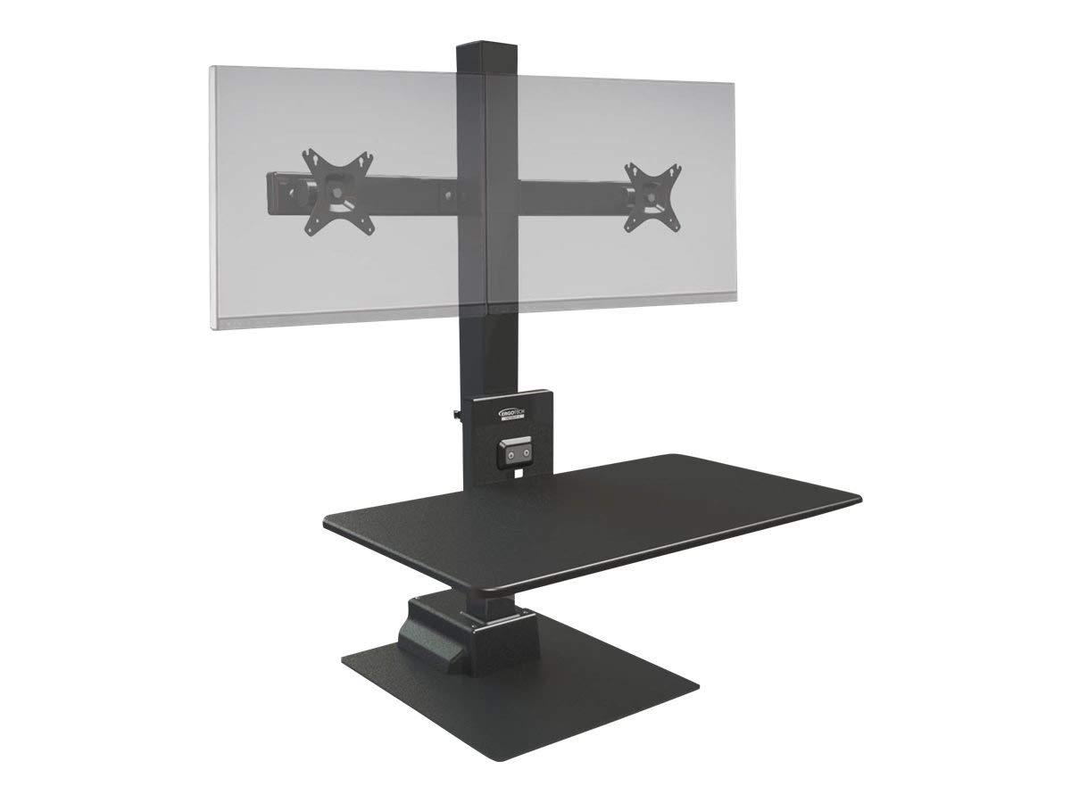 Ergotech Freedom Electric Stand, Includes Dual Monitor Sit Stand Desk, 0-88.2lbs Weight Capacity, Easy Assembly, Height Adjustment in a Touch of a Button, VESA Compatible 75x75, 100x100, Black