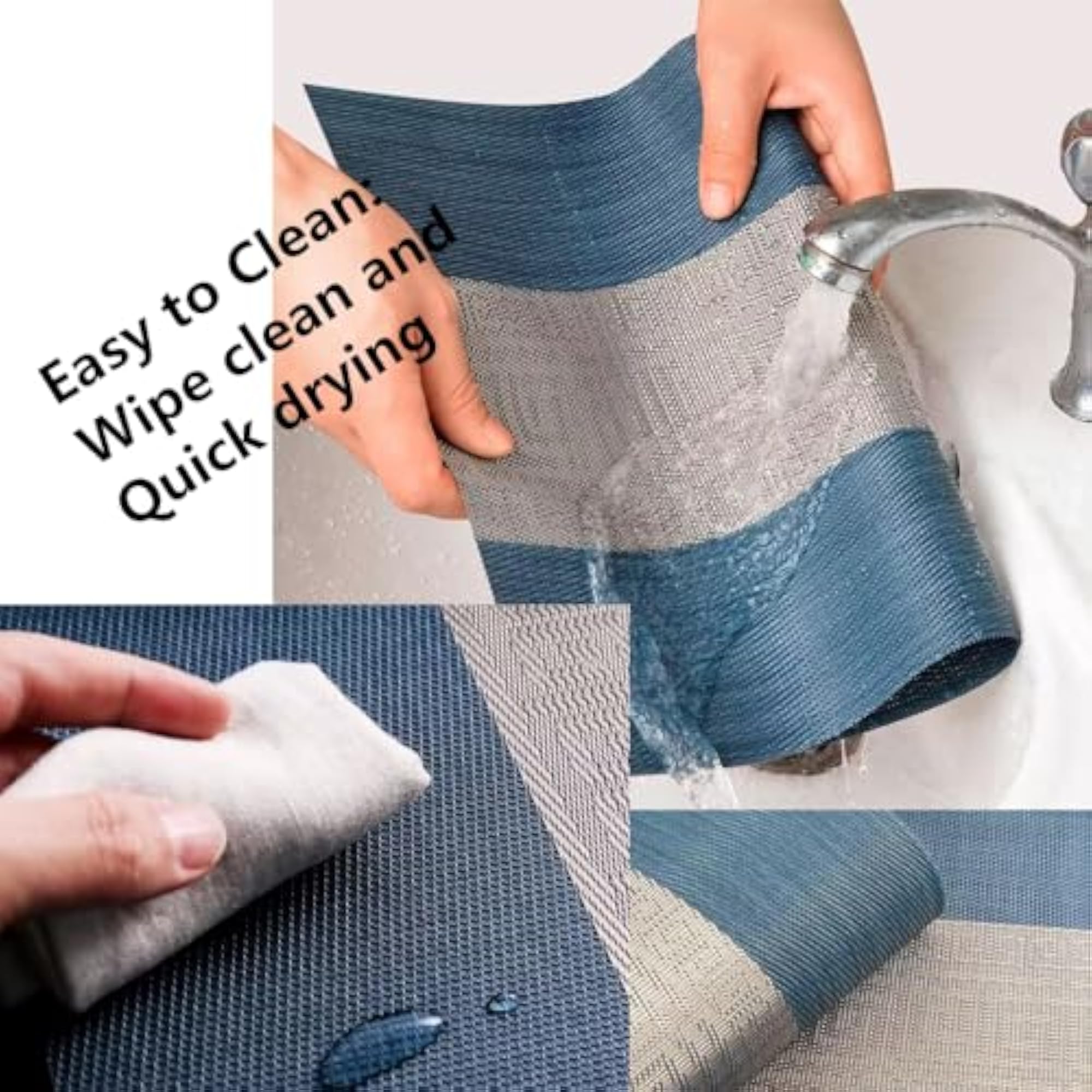 Placemats with Table Runner Set, Woven Crossweave Vinyl Tablemat