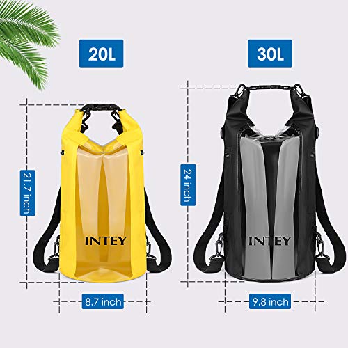 INTEY 30L Dry Bag,Anti-Water 100% Floating Storage Bag for Kayaking,Camping, Traveling, Rafting,Fishing,Hiking,Skiing,Water Sports, Black