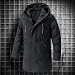 Daunenjacke Herren Lang Daunenmantel Winter Steppmantel mit Kapuze Jacke Warm Wintermantel Winterparka Daunenjacke Winterjacke Gefüttert Puffermantel Outdoor Casual Trenchcoat Long Puffer Coat